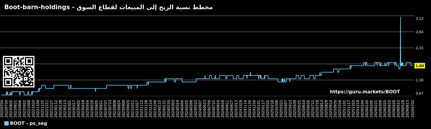 مخطط نسبة الربح إلى المبيعات لقطاع السوق - Boot-barn-holdings